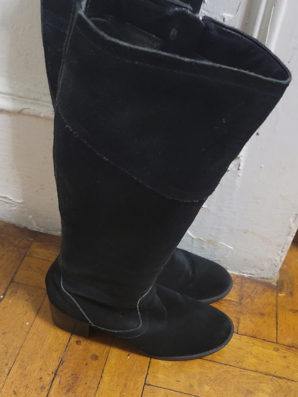 Easy Spirit Black Suede Knee-High Heeled Boots